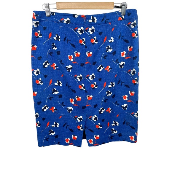 BODEN Skirt size 10R Martha Blue Red Pencil Floral Lined back vent - Picture 2 of 10